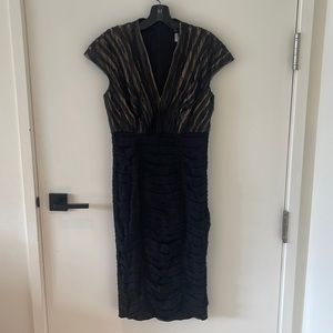 Tadashi Shoji - black, embellished cocktail shift dress - size 6